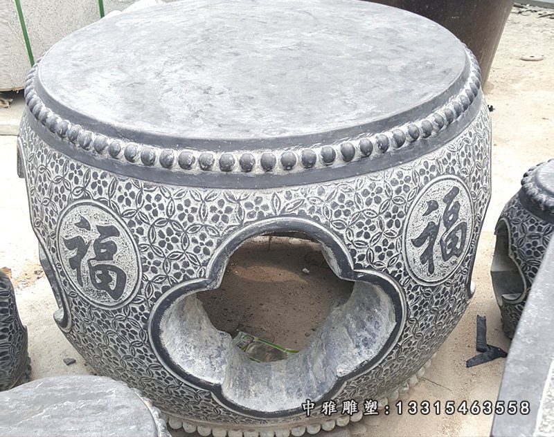 大理石红心花型石凳 石雕公园景观摆件