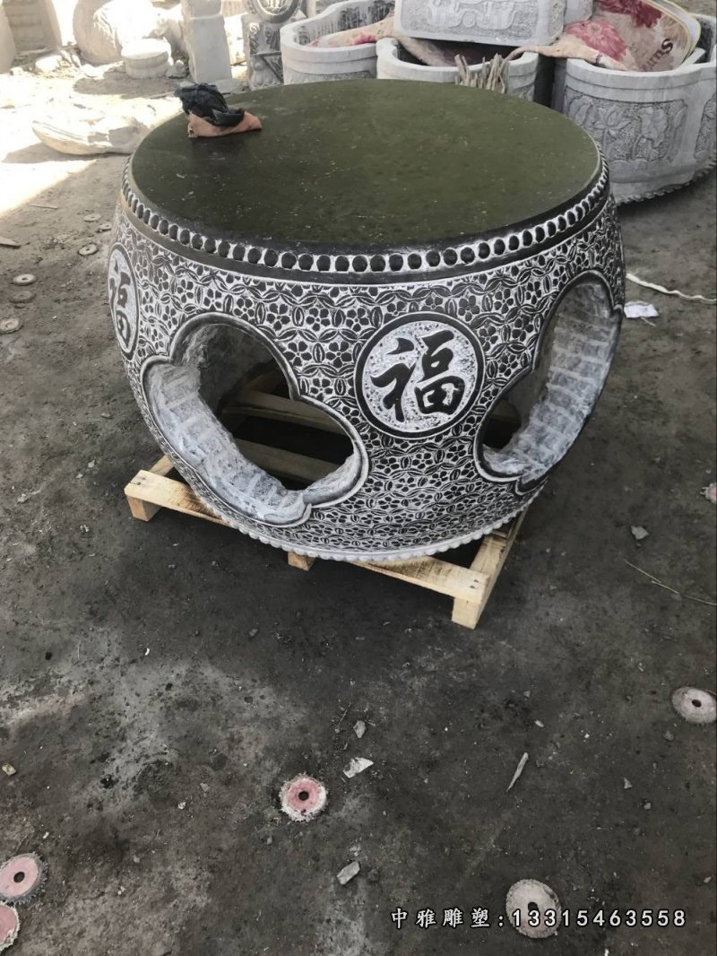 大理石空心抱鼓 石雕公园景观雕塑