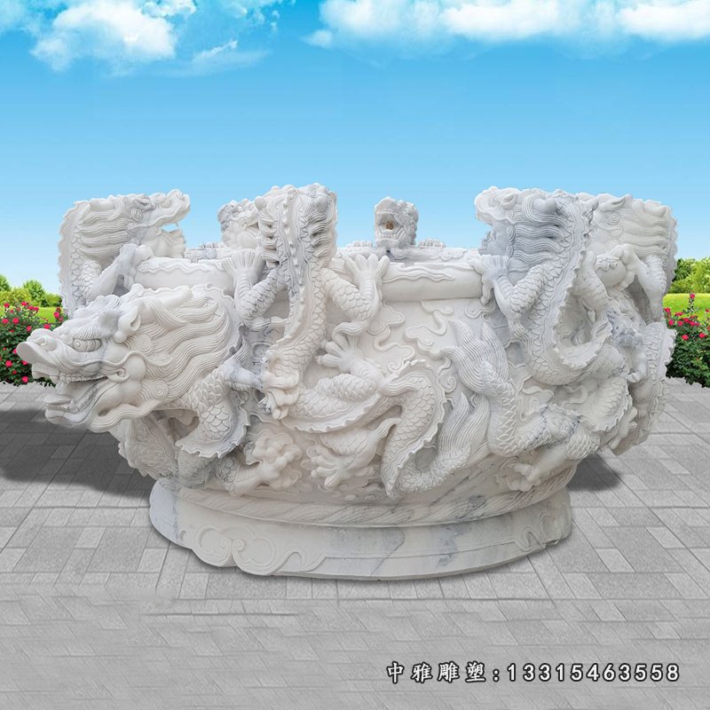 大理石凉亭水缸 石雕小区景观雕塑