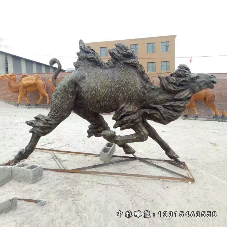 玻璃钢仿铜骆驼 公园仿铜动物装饰摆件 (2)