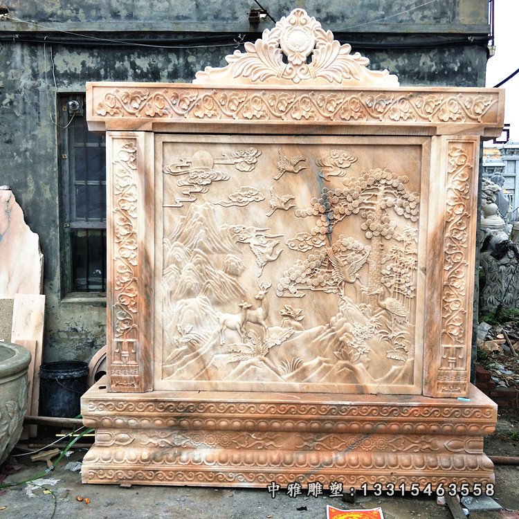 厂家定做石材浮雕壁画 花岗石山水画雕刻 宗祠外墙花鸟石雕壁画17326