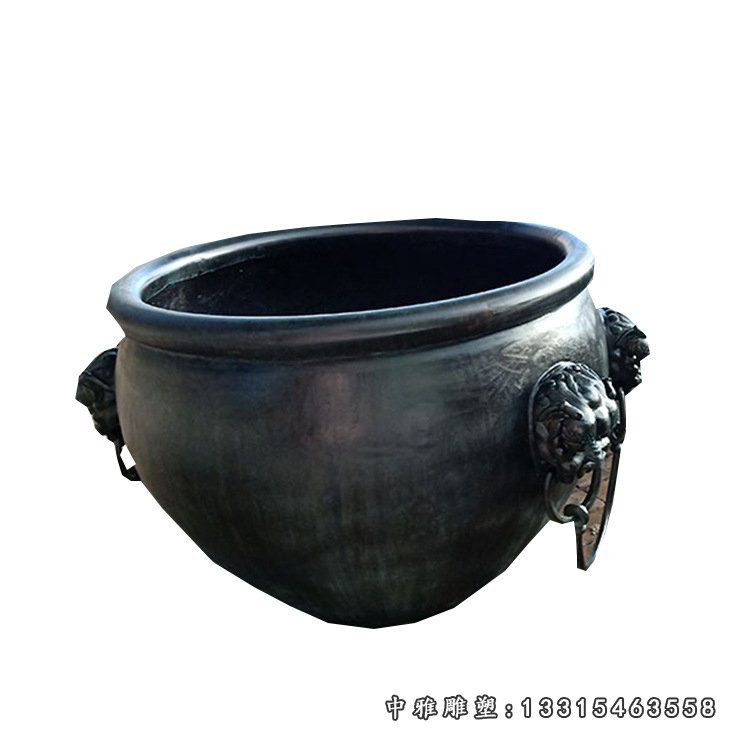 铜雕寺庙水缸雕塑摆件 (2)