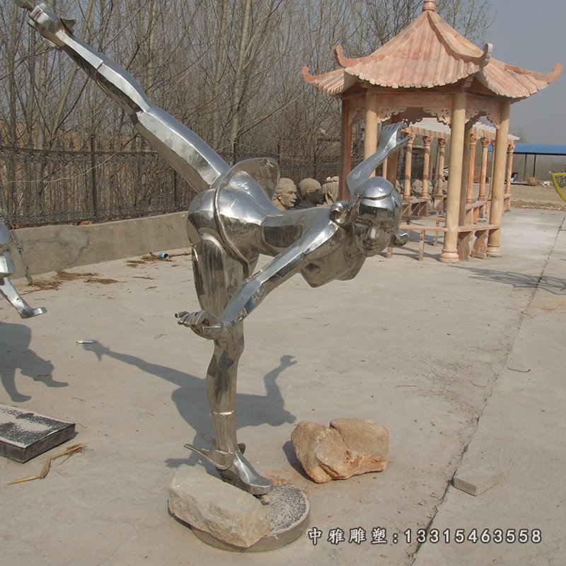 滑冰雕塑，不锈钢滑冰雕塑