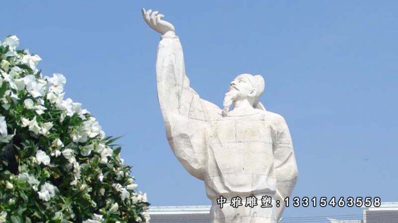 古代诗人李白石雕