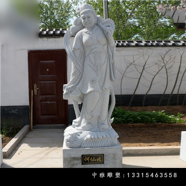 大理石何仙姑雕塑，八仙过海石雕