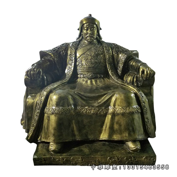 成吉思汗雕塑，玻璃钢仿铜人物 (1)