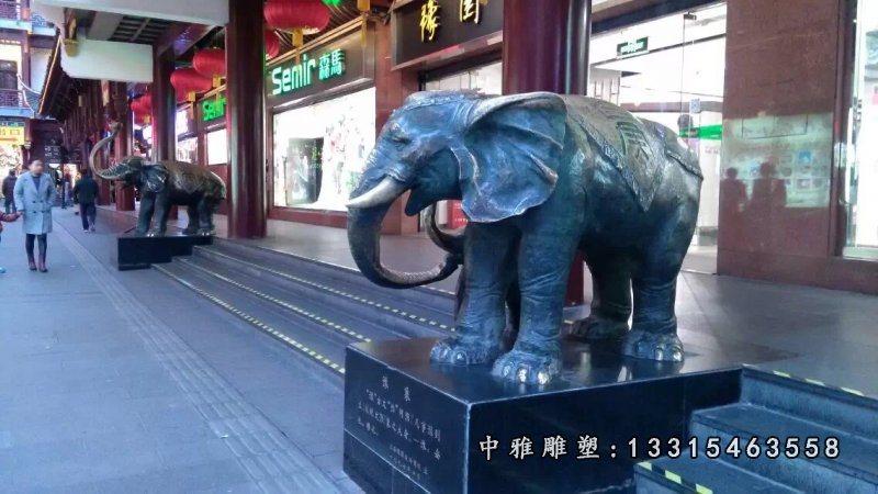 大象铜雕，企业门口大象铜雕 (1)
