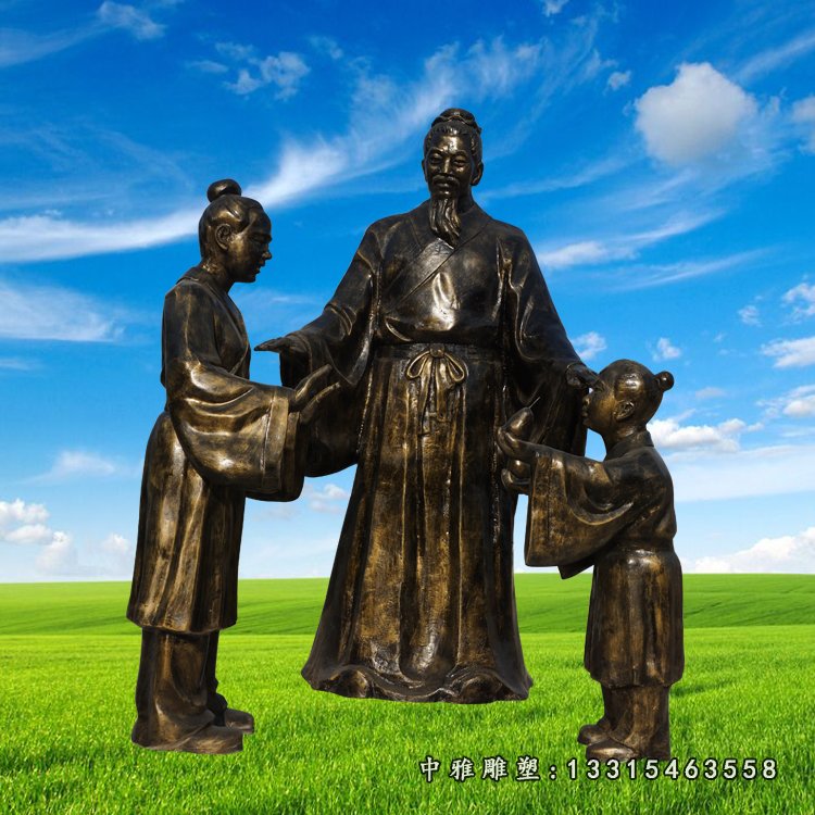 孔融让梨历史典故雕塑 玻璃钢仿铜人物雕塑