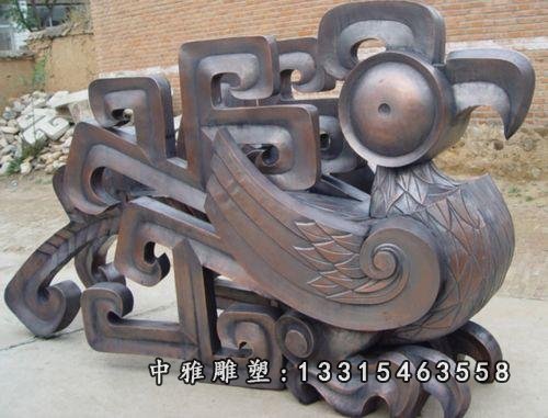 抽象凤凰雕塑，景观抽象铜雕