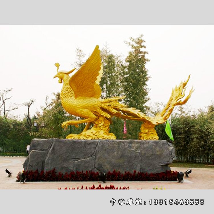 纯铜大型动物凤凰雕塑 铸铜雕塑公园仿真摆件 厂家定制 来图定做15626