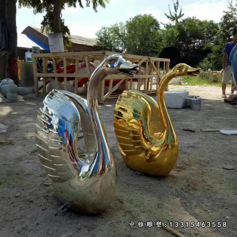 不锈钢公园天鹅景观雕塑