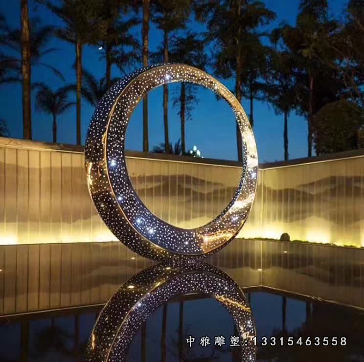 不锈钢发光圆环雕塑
