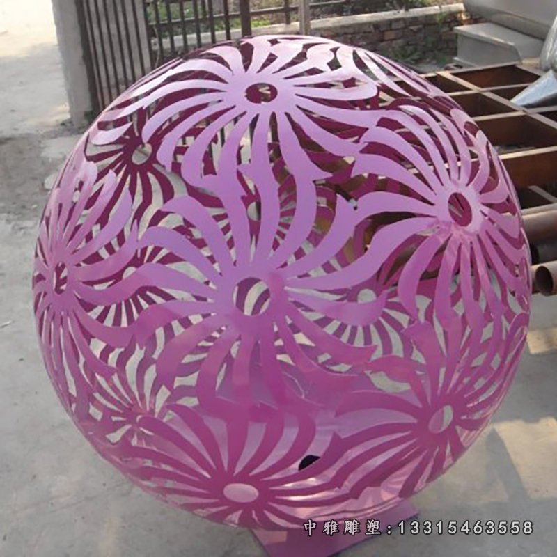 不锈钢圆球雕塑，不锈钢花球雕塑 (4)