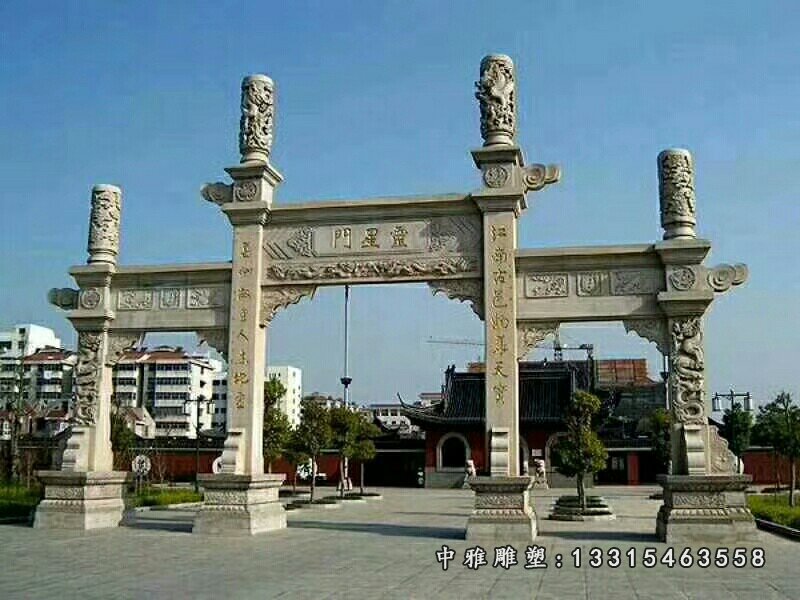 大理石寺庙景观牌坊雕塑
