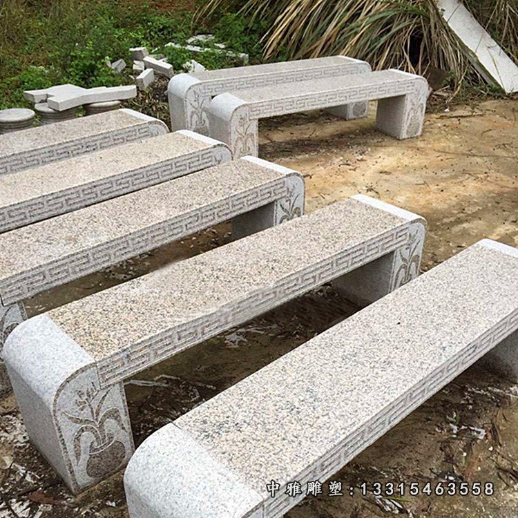 花朵浮雕长椅 公园大理石凳子