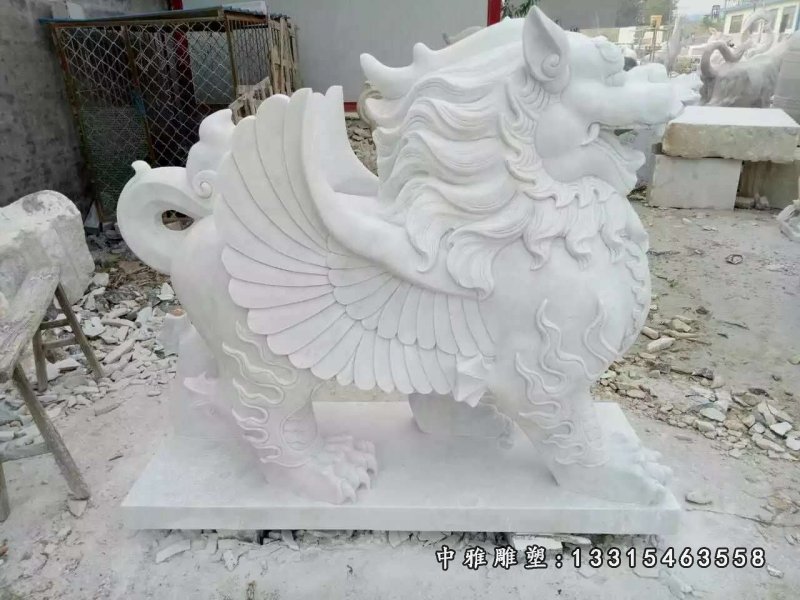 门口汉白玉招财石雕貔貅