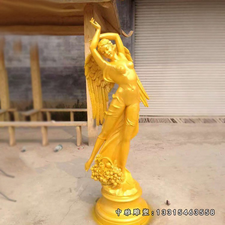 玻璃钢仿铜天使雕塑，别墅景观摆件 (2)