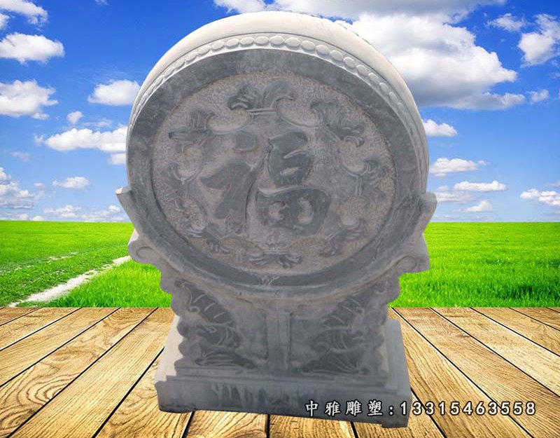 青石门墩石雕,门口大象抱鼓石 (10)