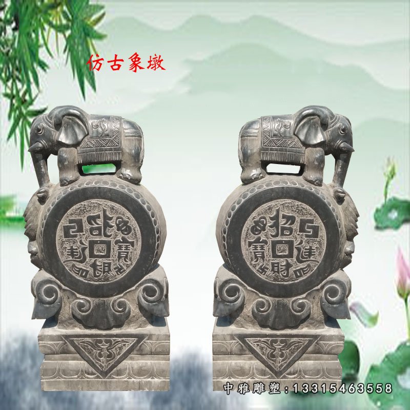 青石抱鼓大象 石雕庭院抱鼓
