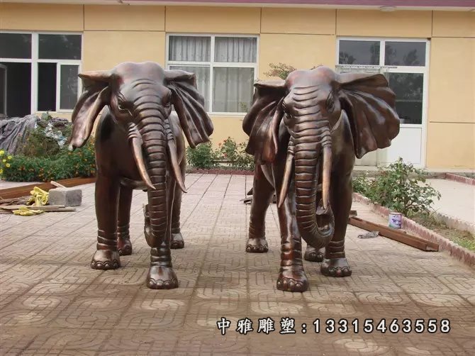 铜雕大象，公司门口动物雕塑