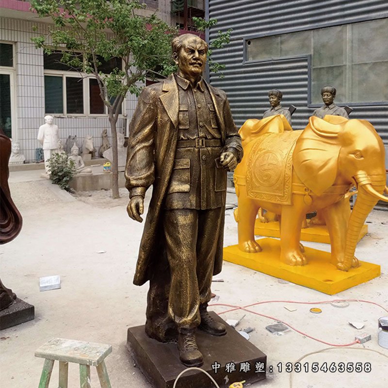 白求恩雕塑，玻璃钢仿铜名人雕塑 (2)