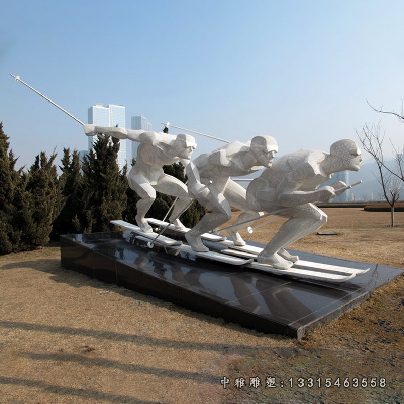 滑雪雕塑,不锈钢运动雕塑