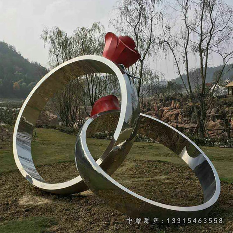 公园不锈钢戒指雕塑