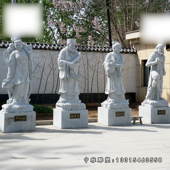 大理石神像雕塑,八仙过海人物石雕