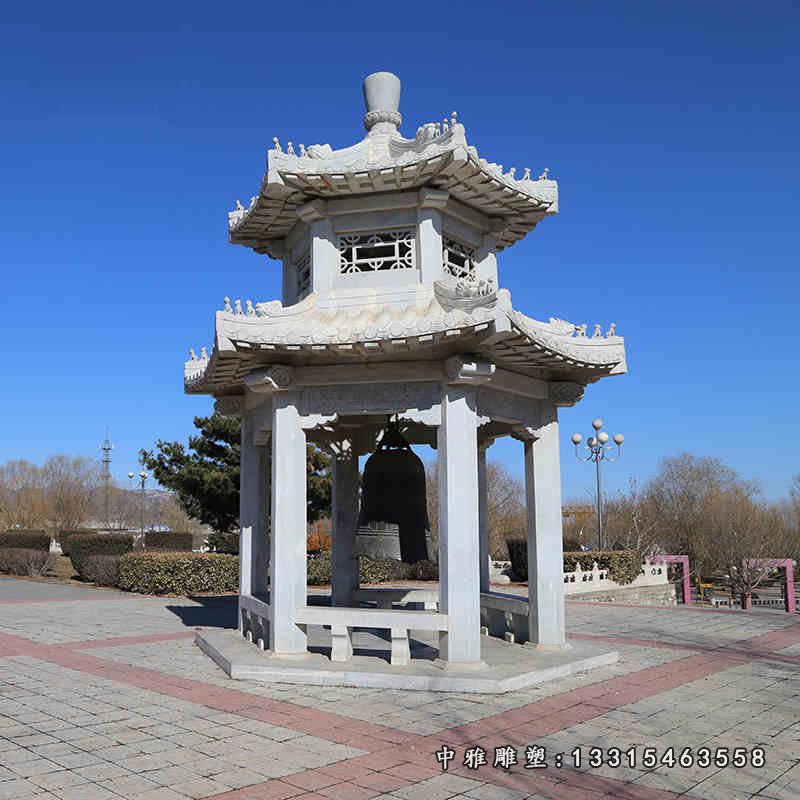 广场石雕凉亭,双层大理石凉亭