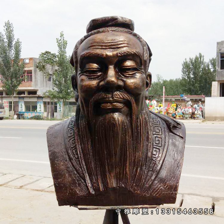 玻璃钢仿铜孔子 校园古代名人胸像雕塑