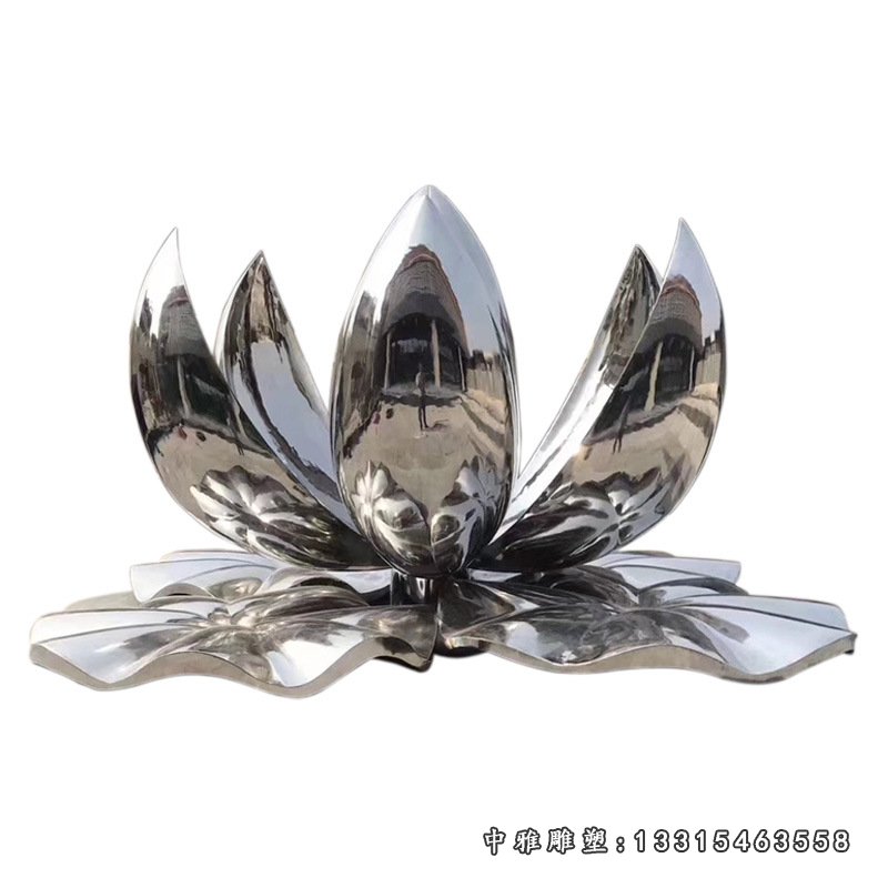 不锈钢莲花雕塑定制金属铁艺镂空花朵创意户外景观装饰荷花摆件3258