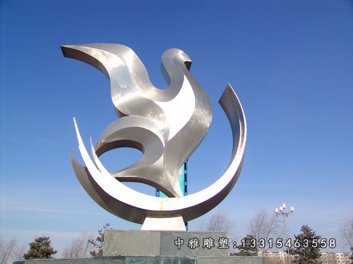 抽象鸽子雕塑,不锈钢广场雕塑