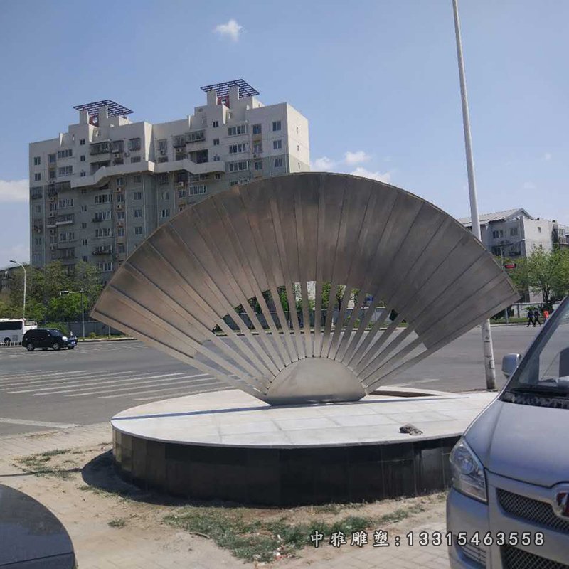 不锈钢扇子雕塑,路边景观雕塑 (3)