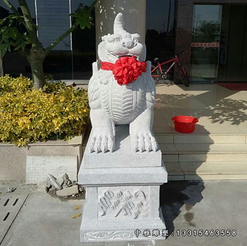 大理石獬豸雕塑 法院门口神兽石雕