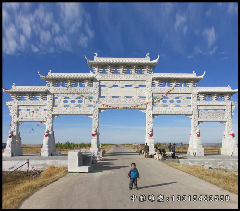 五门石牌坊雕塑,大理石牌坊雕塑
