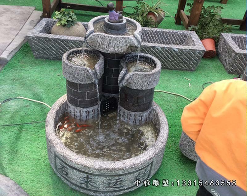 青石是来运转喷泉 石雕公园景观摆件