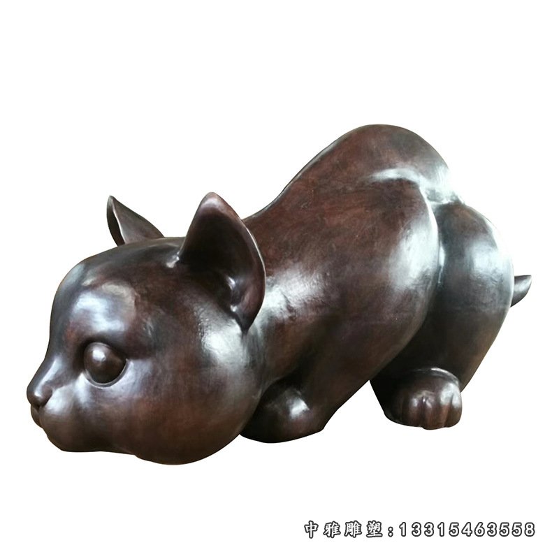 厂家批发定制 大型铜雕猫咪景观雕塑摆件 现代化广场公园动物雕塑74001