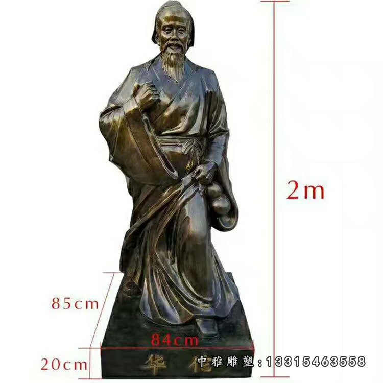 玻璃钢仿铜华佗雕塑,古代名医雕塑 (2)