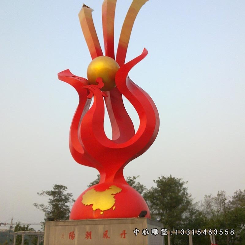 厂家直销 红色凤凰雕塑摆件不锈钢耐腐蚀雕塑 支持来图定制70585
