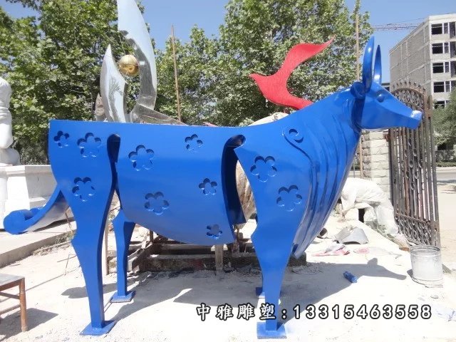 不锈钢牛雕塑,广场不锈钢雕塑 (1)