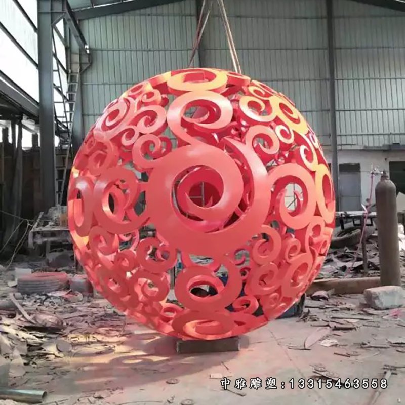 不锈钢花球雕塑,不锈钢彩球雕塑,不锈钢镂空球雕塑 (2)