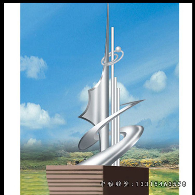 校园畅想抽象不锈钢雕塑 (1)