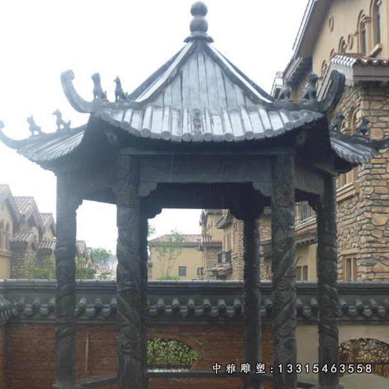 青石仿古凉亭,六角石亭子