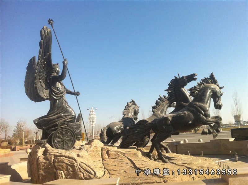 阿波罗战车雕塑,小区景观铜雕 (1)