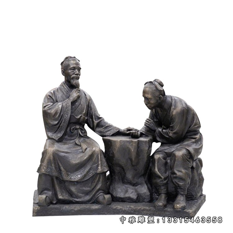 玻璃钢仿铜人物雕塑 ,古代名医诊脉雕塑 (1)