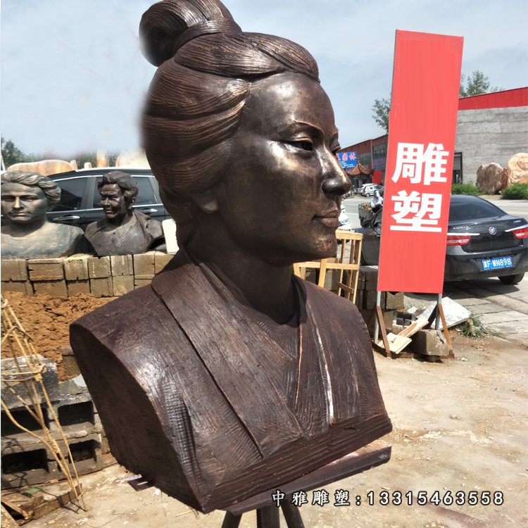 李清照胸像铜雕,校园古代诗人铜雕 (2)