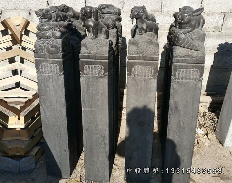 青石十二生肖动物 石雕广场动物摆件