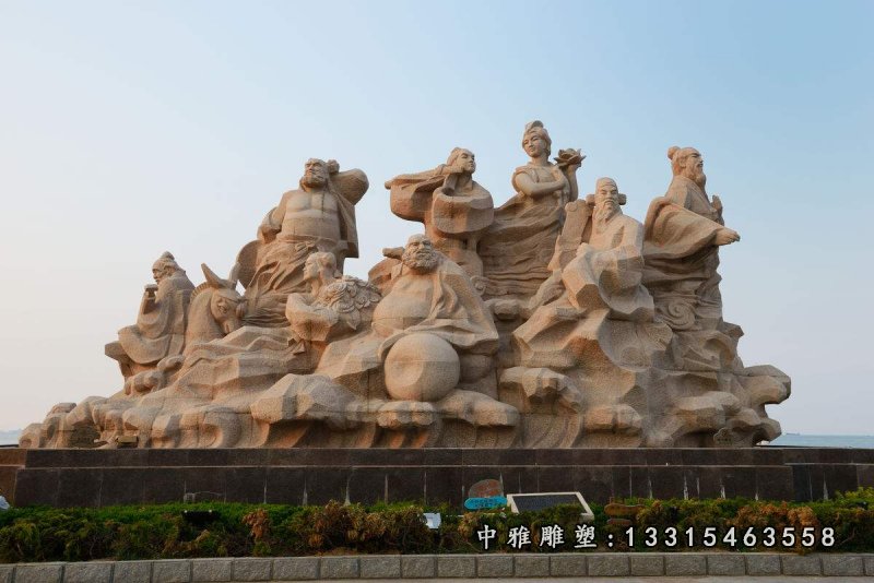 八仙过海石雕,广场大理石神仙