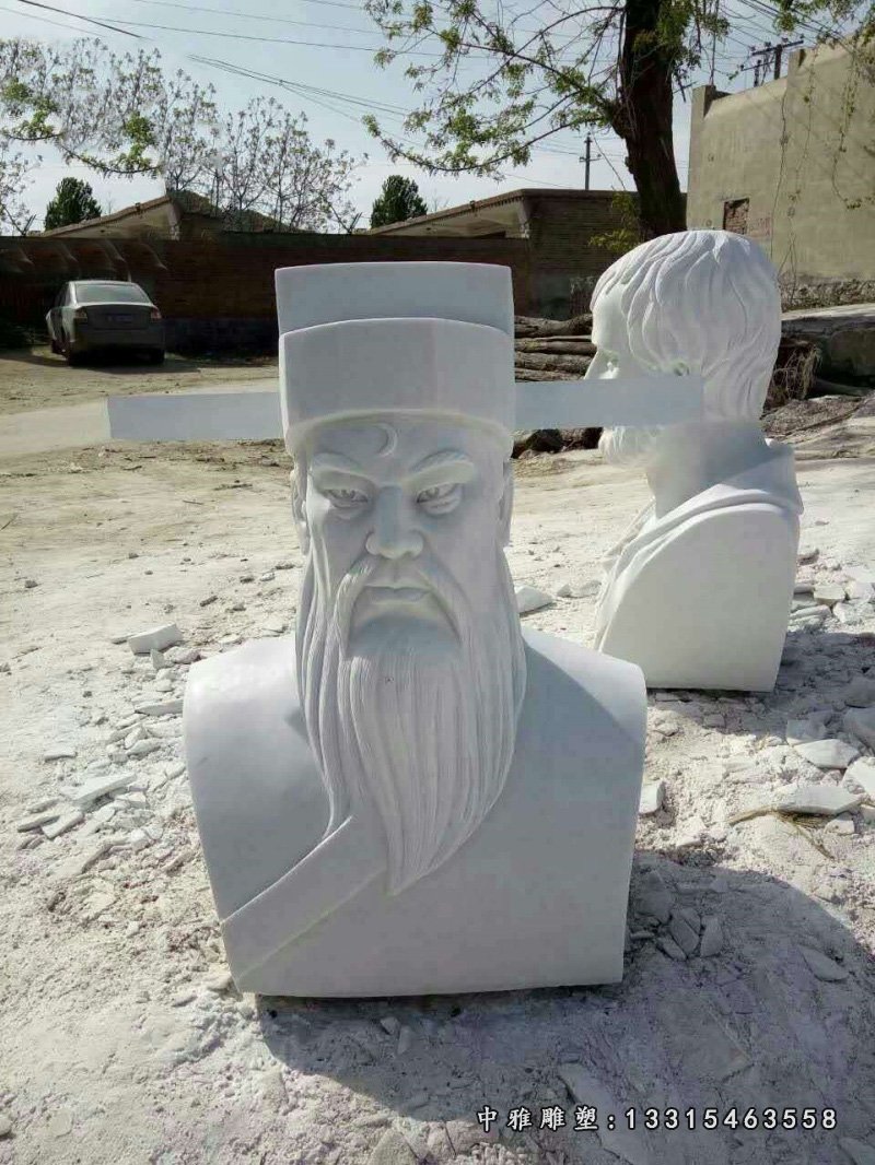 包公石雕,大理石古代人物胸像雕塑