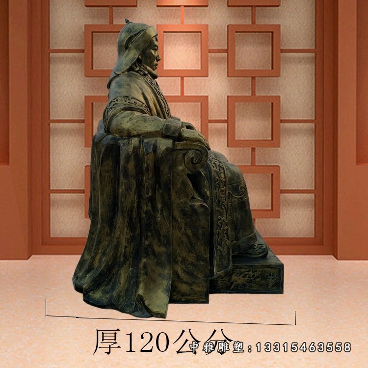 玻璃钢仿铜人物雕塑,成吉思汗雕塑 (2)